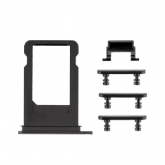 Replacement for iPhone 7 Side Buttons Set with SIM Tray (5pcs/set)- Jet Black Original