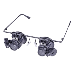 Multiple 20x Glasses Type Watch Repair Magnifier With LED Light #9892A