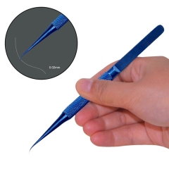 Blue Curved Head Titanium Alloy Ultra Precise Tweezer
