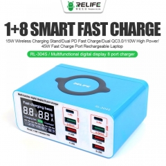 RELIFE RL-304S Multifunctional Digital Display 8 Port Charger