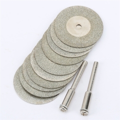 10PCS 25mm Diamond Disc Cutting blades Drill Bit+2 Mandrel Rotary Rod for Grinding Machine Accessory