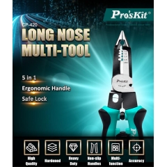 Pro'sKit CP-420 5-in-1 Multi-Functional Stripping Wire Long Nose Terminal Crimping Pliers