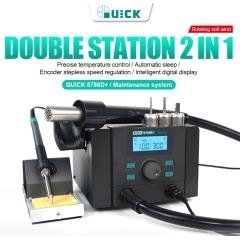 Quick 8786D+ 2-in-1 Soldering Iron Hot Air Gun Lead-free Smart Digital Display Rework Station