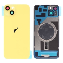 Back Glass Cover w/ Camera Lens Plus Magnet For iPhone 14 Plus - Yellow
