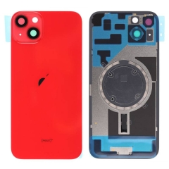 Back Glass Cover w/ Camera Lens Plus Magnet For iPhone 14 Plus- Red
