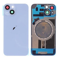 Back Glass Cover w/ Camera Lens Plus Magnet For iPhone 14- Blue