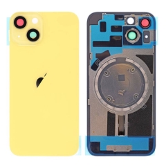 Back Glass Cover w/ Camera Lens Plus Magnet For iPhone 14 - Yellow