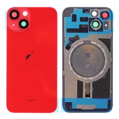 Back Glass Cover w/ Camera Lens Plus Magnet For iPhone 14 -Red