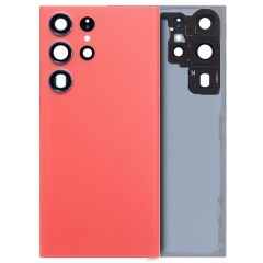 For Samsung Galaxy S23 Ultra SM-S918 Back Cover With Camera Lens & Adhesive- Red
