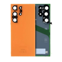 For Samsung Galaxy S24 Ultra SM-S928 Back Cover Glass With Camera Lens (No Logo)-Titanium Orange