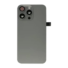 Back Glass w/ Camera Lens / Steel Plate / Wireless NFC Charging MagSafe Magnet / Flashlight Flex for iPhone 15 Pro Max - Natural Titanium