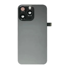 Back Glass w/ Camera Lens / Steel Plate / Wireless NFC Charging MagSafe Magnet / Flashlight Flex for iPhone 15 Pro Max - Black Titanium
