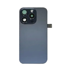 Back Glass w/ Camera Lens / Steel Plate / Wireless NFC Charging MagSafe Magnet / Flashlight Flex for iPhone 15 Pro - Blue