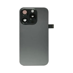 Back Glass w/ Camera Lens / Steel Plate / Wireless NFC Charging MagSafe Magnet / Flashlight Flex for iPhone 15 Pro - Black