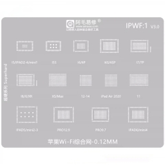 Amaoe IPWF:1 0.12mm WiFi Comprehensive BGA Reballing Stencil for iPhone 6 to 11 / iPad 2 to 6 / iPad Pro