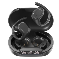 S200 Black Bluetooth 5.4 TWS Wireless Headphones With LED Power Display