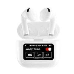 A12 Pro White ENC Bluetooth 5.4 Wireless Headphones With Intelligent Display