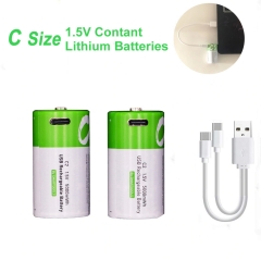 1.5V Type-C No. C2 size lithium ion USB Rechargeable LR14 Battery (2pcs/pack)