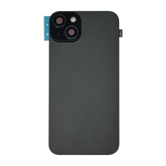 Back Glass w/ Camera Lens / Steel Plate / Wireless NFC Charging MagSafe Magnet / Flashlight Flex for iPhone 15 Plus - Black
