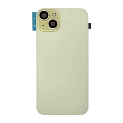 Back Glass w/ Camera Lens / Steel Plate / Wireless NFC Charging MagSafe Magnet / Flashlight Flex for iPhone 15 Plus - Yellow