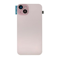 Back Glass w/ Camera Lens / Steel Plate / Wireless NFC Charging MagSafe Magnet / Flashlight Flex for iPhone 15 Plus - Pink
