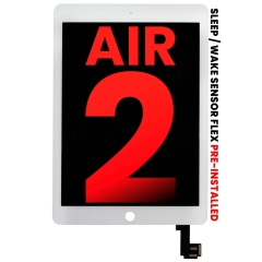 Aftermarket LCD Screen Assembly For iPad Air 2 (Sleep / Wake Sensor Flex Pre-Installed) (White)