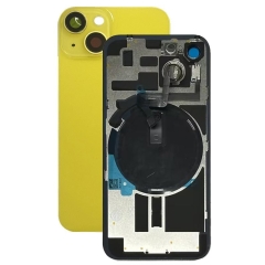 For iPhone 14 Back Cover Glass With Small Parts - Yellow