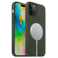 For iPhone 16 Pro Liquid Silicone Full Coverage MagSafe Phone Case(Deep Green)