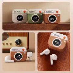 Q86 Retro Camera Shaped TWS/ENC Wireless Bluetooth In Ear Earphones With LED Power Display