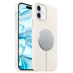 For iPhone 16 Liquid Silicone Full Coverage MagSafe Phone Case(White)