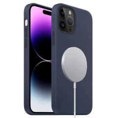 For iPhone 15 Pro Liquid Silicone Full Coverage MagSafe Phone Case(Navy Blue)