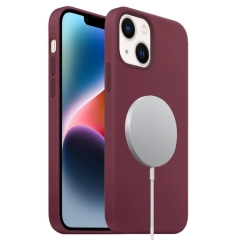 For iPhone 15 Plus Liquid Silicone Full Coverage MagSafe Phone Case(Wine Red)