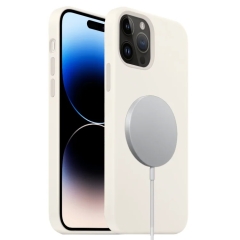 For iPhone 14 Pro Max Liquid Silicone Full Coverage MagSafe Phone Case(White)