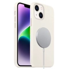 For iPhone 14 Plus Liquid Silicone Full Coverage MagSafe Phone Case(White)