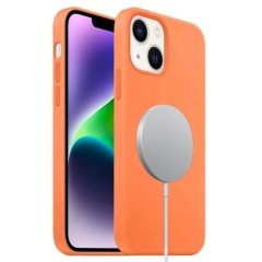 For iPhone 14 Plus Liquid Silicone Full Coverage MagSafe Phone Case(Orange)