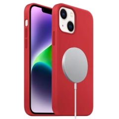 For iPhone 14 Plus Liquid Silicone Full Coverage MagSafe Phone Case(Red)