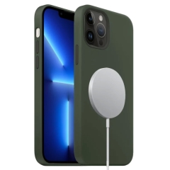 For iPhone 13 Pro Liquid Silicone Full Coverage MagSafe Phone Case(Deep Green)