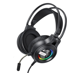 Yesido EK02 Head-mounted Gaming Wired Earphone with RGB Fixed Color Light (Black)