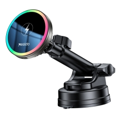 Yesido C315 15W Suction Cup Air Vent Car Wireless Charging Holder with RGB Lighting(Black)