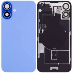Back Glass w/ Camera Lens / Steel Plate / Wireless NFC Charging MagSafe Magnet / Flashlight Flex for iPhone 16 - Ultramarine