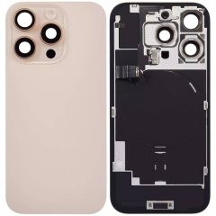 Back Glass w/ Camera Lens / Steel Plate / Wireless NFC Charging MagSafe Magnet / Flashlight Flex for iPhone 16 Pro - Desert Titanium