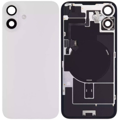 Back Glass w/ Camera Lens / Steel Plate / Wireless NFC Charging MagSafe Magnet / Flashlight Flex for iPhone 16 Plus - White
