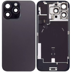 Back Glass w/ Camera Lens / Steel Plate / Wireless NFC Charging MagSafe Magnet / Flashlight Flex for iPhone 16 Pro Max - Black Titanium