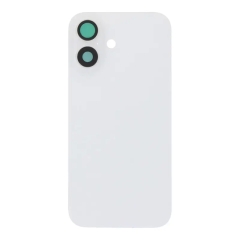 Back Glass w/ Camera Lens / Steel Plate / Wireless NFC Charging MagSafe Magnet / Flashlight Flex for iPhone 16 - White