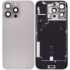Back Glass w/ Camera Lens / Steel Plate / Wireless NFC Charging MagSafe Magnet / Flashlight Flex for iPhone 16 Pro Max - Natural Titanium