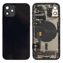Back Housing With Parts For iPhone 12 (Black) (Original Pull) (Grade A)