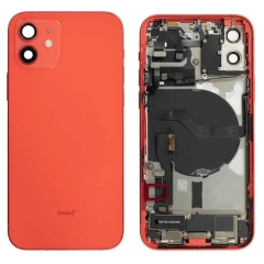 Back Housing With Parts For iPhone 12 (Red) (Original Pull) (Grade A)