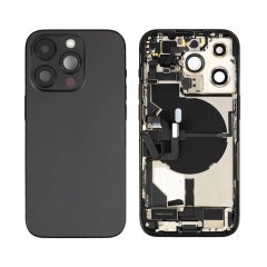Back Housing With Parts For iPhone 14 Pro (Space Black) (Original Pull) (Grade A)