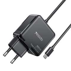 Yesido YC75 PD65W Power Adapter 2m USB-C / Type-C Cable Laptop Charger, EU Plug(Black)