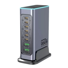 WLX-F8L 660W GaN 8-Port Fast Charger PD/QC3.0 Charging Station